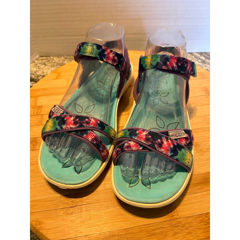 Keen Girls Tie Dye Sandals Purple Aqua Floral Strappy Shoes Size 5